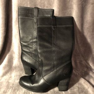 Timberland Pull on Tall Black Leather Boots Size 9